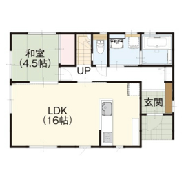 新潟市東区船江町 パパまるハウスモデルハウス「白を基調とした優しいデザインの家」の間取り図(1階)